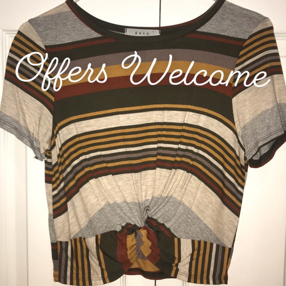 Striped Gaze Top With Knot Detail